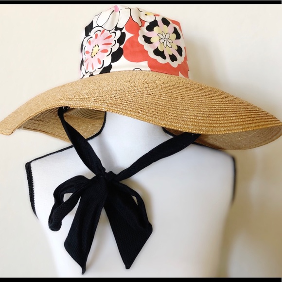 Susan van der Linde Accessories - Susan Van Der Linde Rare Straw Floral Sun Hat  EUC